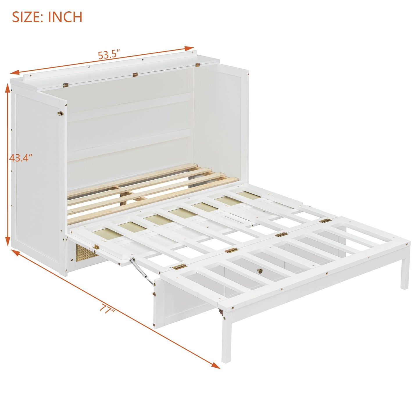 Merax Farmhouse Wood Murphy Bed Chest, Foldable Wall Platform Bed with Storage Drawer/Space Saving/Wood Slat Support/Full, White +Natural
