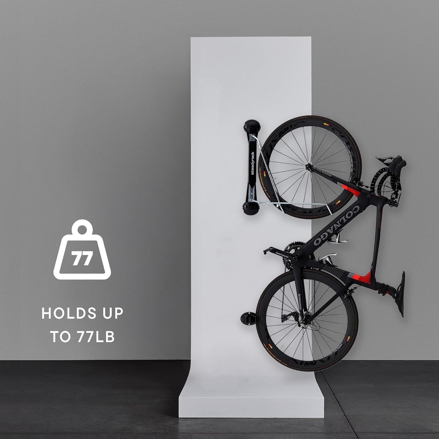 Steadyrack Bike Rack for Road Bikes - The Original Wall Mounted Vertical Bike Storage - Fits Narrow Tires - Space Saving Pivot Design - Heavy-Duty Steel Rack for Indoor Garage, Apartment or Home Use