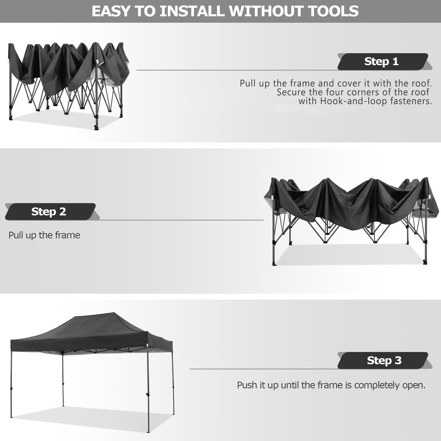 COBIZI 10x15 Pop up Canopy Tent 10x15 Canopy with 4 Sidewalls Waterproof Heavy Duty Commercial for Parties Outdoor Garden Gazebo Tent, Carry Bag(10x15ft, Black)
