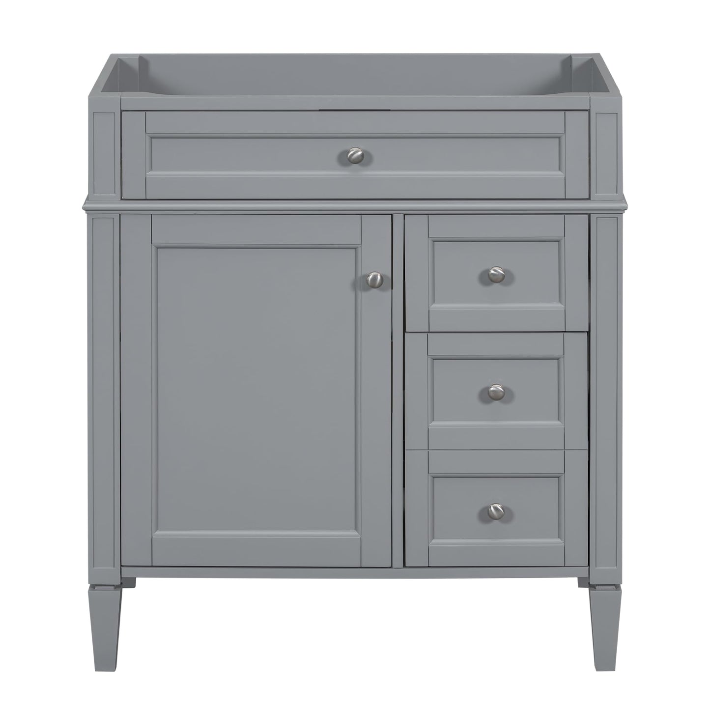 Favfurish 30" Bathroom Vanity Without Top Sink,Modern Freestanding Bath Storage Cabinet with 2 Soft-Close Drawers and Tip-Out Tray & Cabinet Door Organizer,Adjustable Shelf,Easy Assembly,Grey