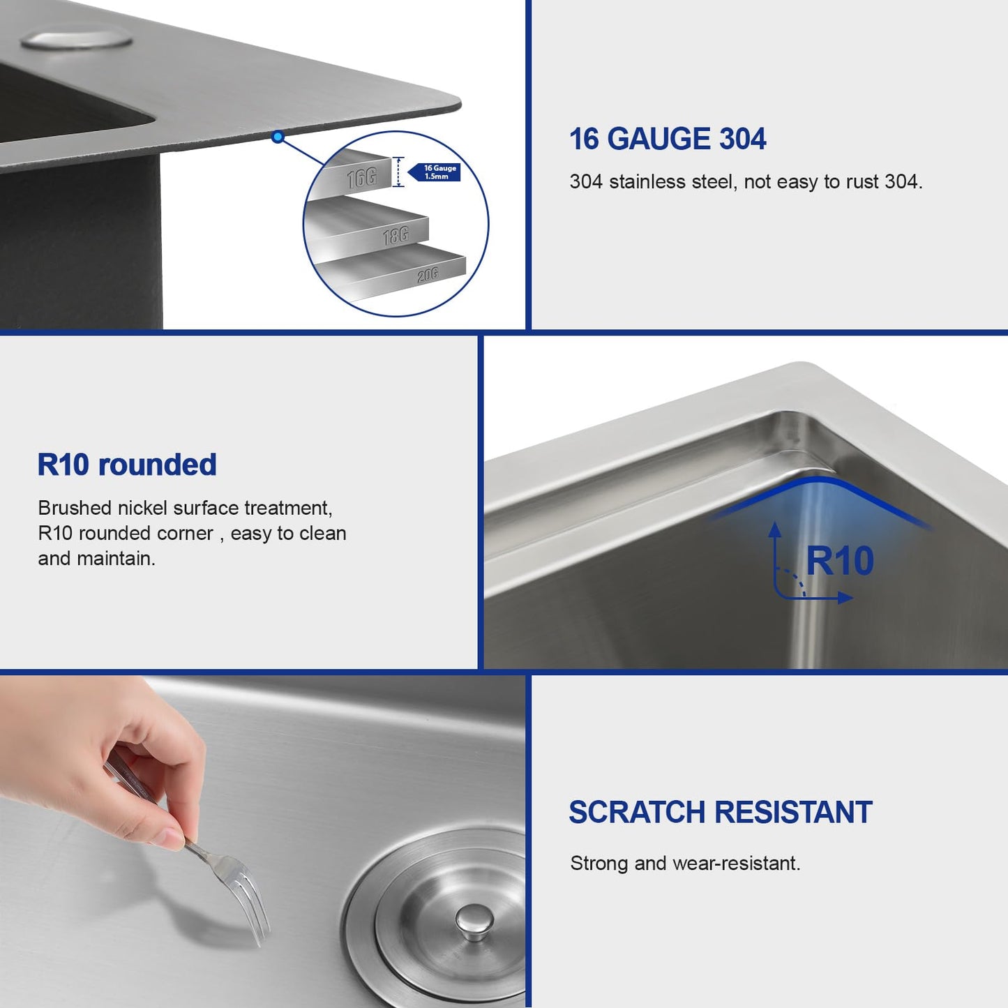 Dcolora Drop In Bar Sink 13x15x9 Inches, Workstation with Accessories, Brushed 304 Stainless Steel, Heavy Duty 16 Gauce, Small Single Bowl Perfect for Small Kitchen, Bar, Kitchen Island #DC-TW258005
