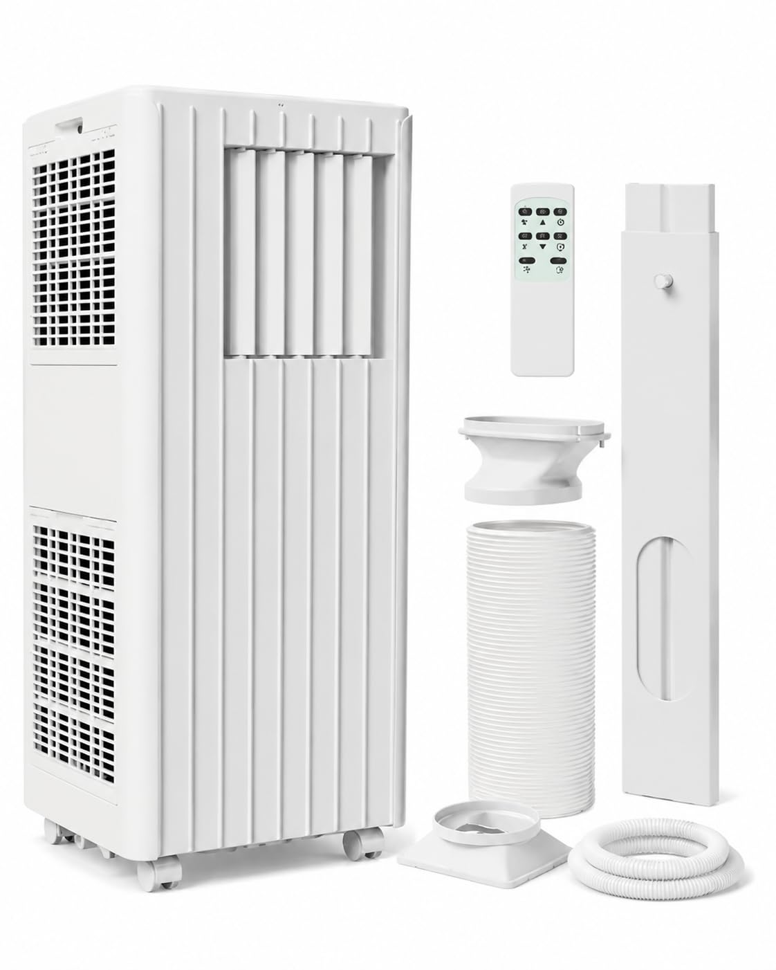 8,000 BTU Portable Air Conditioners, Cools Room Up to 350 Sq.Ft, 4-in-1 AC Unit with Dehumidifier & Fan Mode, Remote Control, Ultra-Quiet 50dB, White & Black, Easy Window Kit