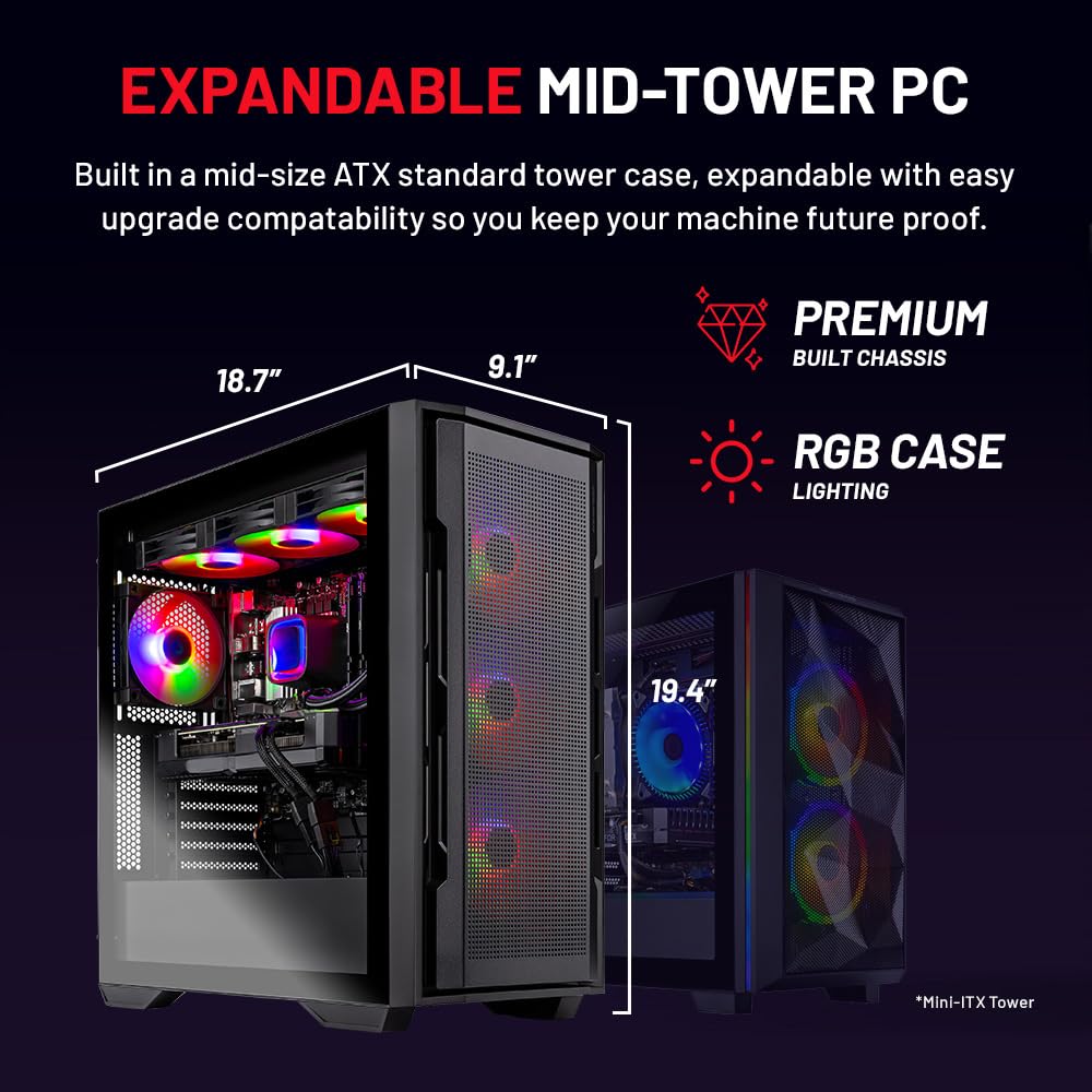 Skytech Gaming Rampage Desktop PC, Ryzen 7 9700X 3.8 GHz (5.5GHz), NVIDIA RTX 5070 Ti 16GB, 1TB Gen4 NVMe SSD, 32GB DDR5 RAM 5600 RGB, 850W Gold ATX 3 PSU, 360mm ARGB AIO, Wi-Fi, Win 11