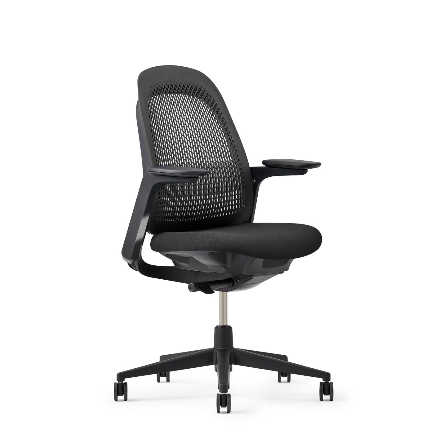 Haworth Breck Office Chair - Ergonomic Desk Seat with Height-Adjustable Lumbar Support, Black Trim, and 4D-Arms (Coal)