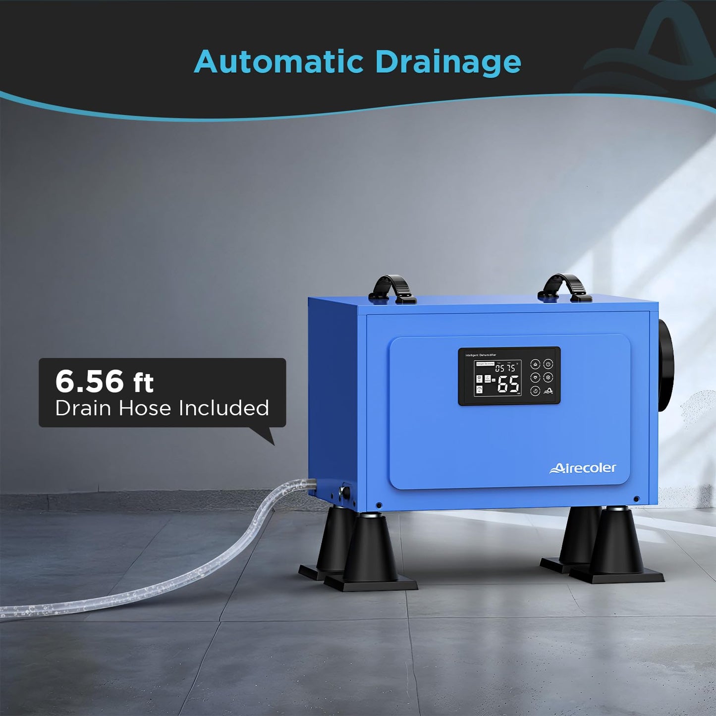 Airecoler 125 Pints Commercial Dehumidifier for Crawl Spaces & Basements with Drain Hose, Industrial Grade Water Damage Restoration for up to 6,000 sq ft, Auto Defrost, Memory Starting