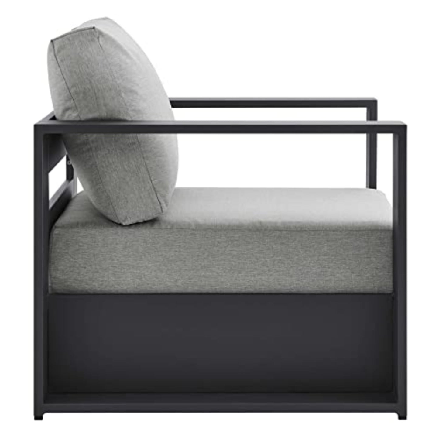 Modway 3-Piece Patio Set, Gray, Outdoor Furniture, Powder-Coated Aluminum Frame, Dense Foam Padding, Water & UV-Resistant Fabric