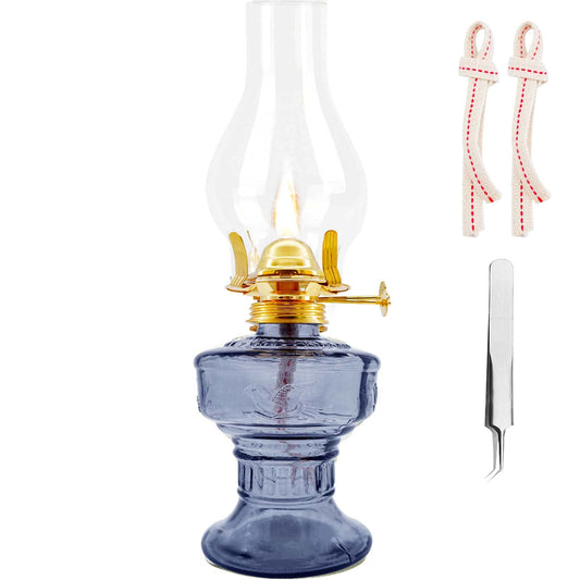 rnuie Kerosene Oil Lamp Vintage Hurricane Lantern, Blue, 3.34?12.99in, Includes Tweezers and Wicks for Indoor/Outdoor Use