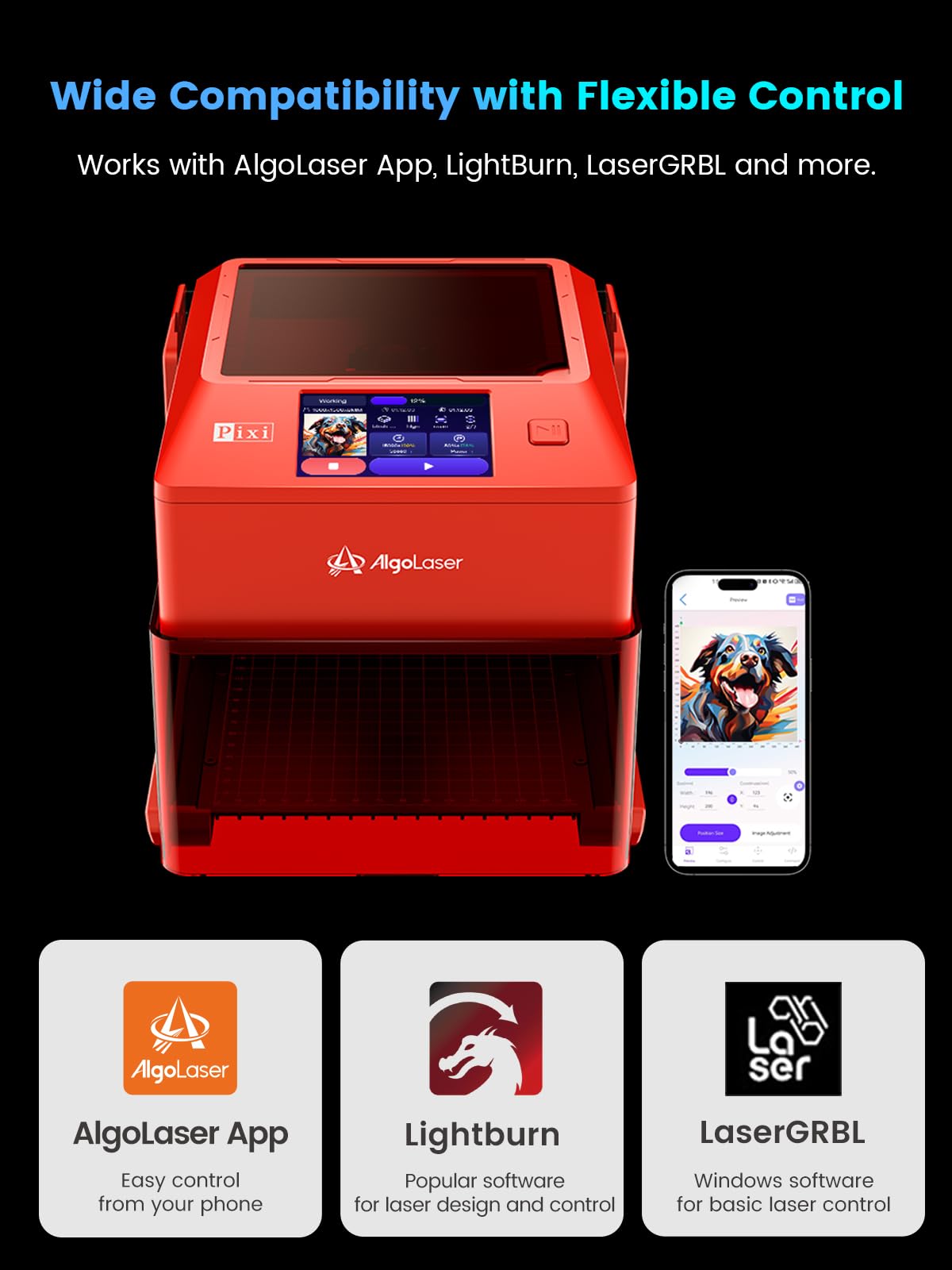 Pixi 1064nm Infrared Laser Engraver for Metal & Jewelry - Portable Laser Marking Machine with 3.5" Touchscreen & AlgoOS & App Control for Stainless Steel, Aluminum & Custom Gifts (1.5W/1500mW)