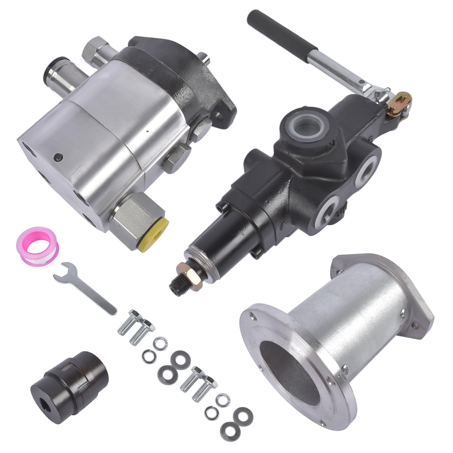 Hydraulic Wood Log Splitter Pump Kit - 22 GPM, 2 Stage 4000 PSI Aluminum Gear Pump with 3600 RPM, Includes Hydraulic Directional Control Valve, Coupling, Installation Base, and 3/4" NPT Outlet