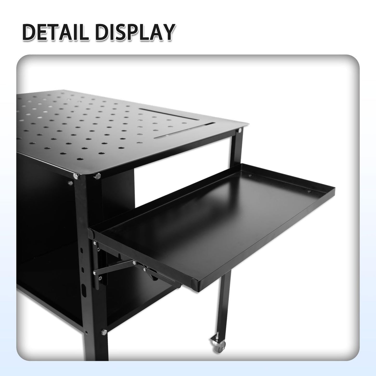 Portable Welding Table with Foldable Side Panels, Mobile Workbench Cart with Wheels for Factory, Garage & Welding Applications，Black,34'L × 24'W × 33.5'H