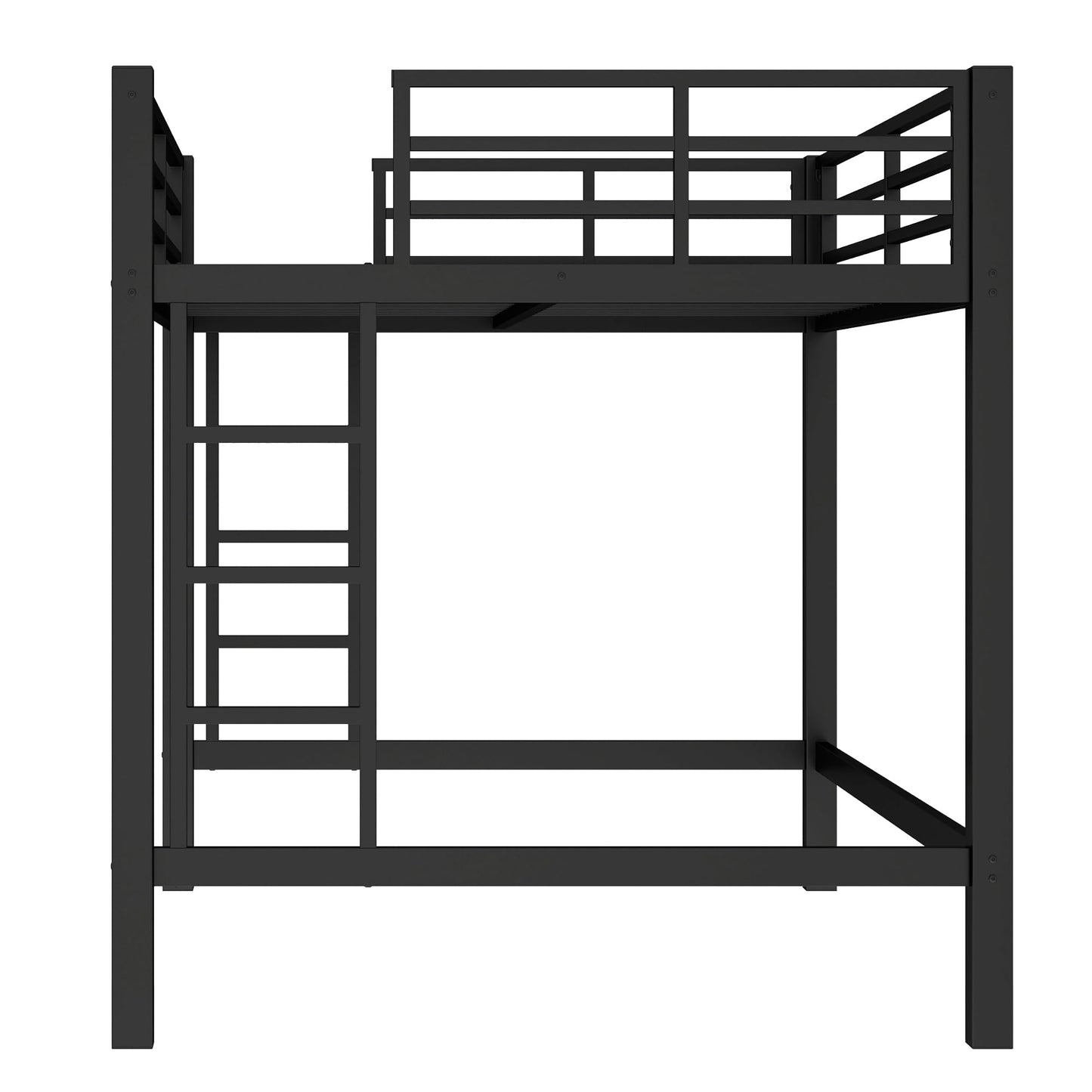 Bellemave Full Loft Bed with 2 Ladders and Guardrails, Metal Loft BedFrame for Adults, Kids, Teens, Black