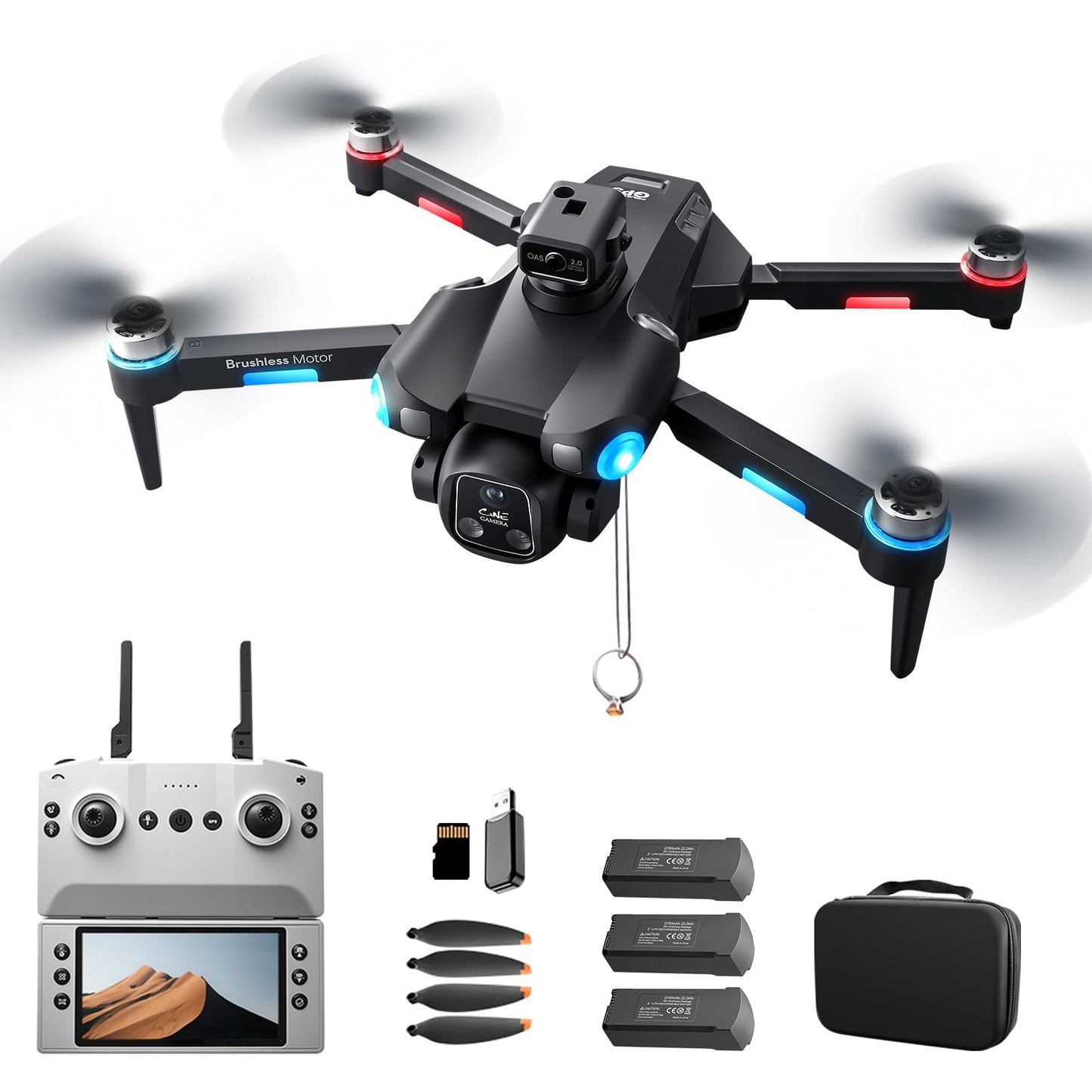 A189 GPS Drones with Camera for Adults 4K, 60Min Flight Time, 360° Obstacle Avoidance, 4.5" FPV Screen, 9842FT Long Control Range RC Quadcopter, One-Key Airdrop, Auto Return, Follow Me, Foldable Easy Fly Drones for Beginners, Birthday Gift, Under 249g