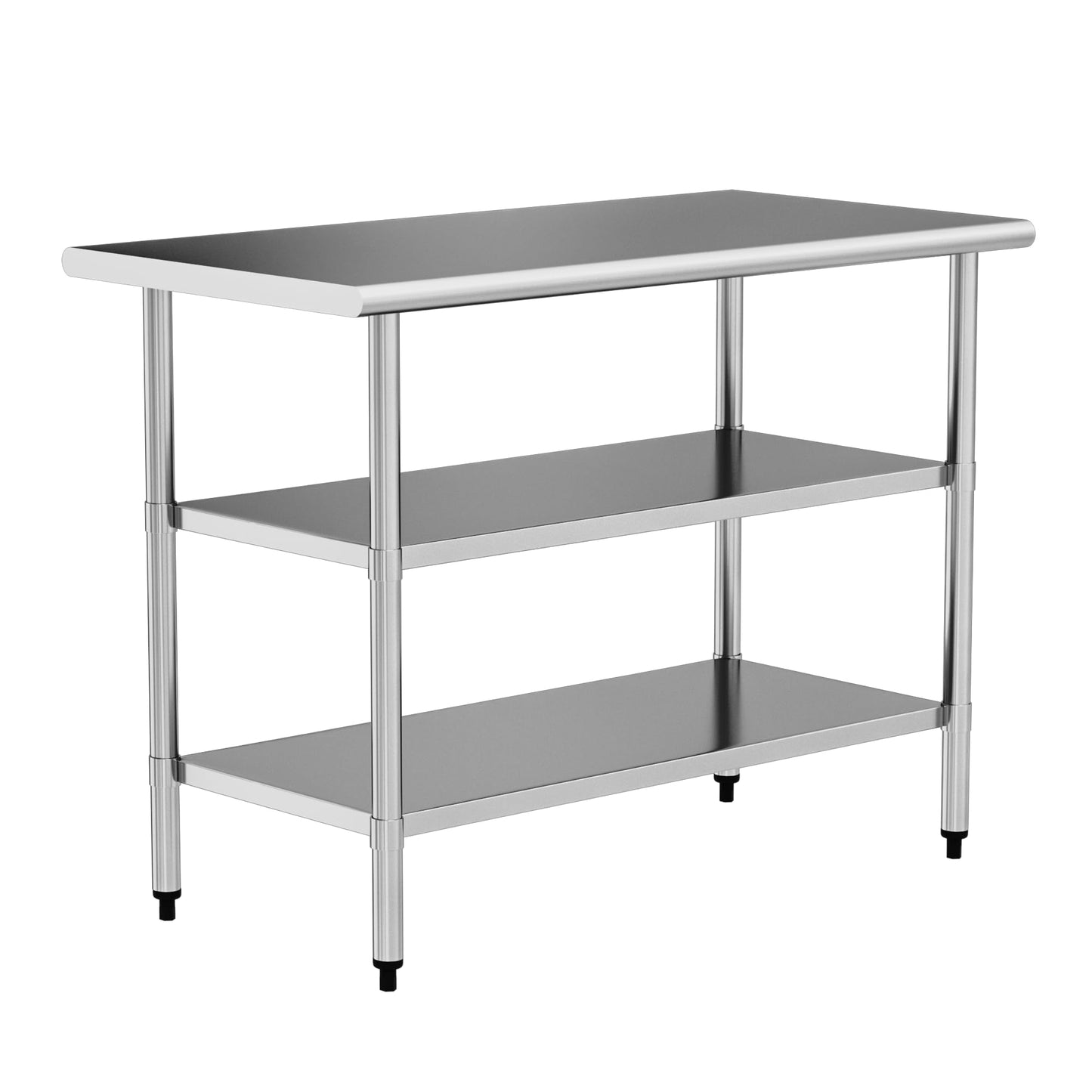 Stainless Steel Work Table 24 x 60 Inch with 2 Adjustable Undershelves, Heavy-Duty Metal Prep Table for Commercial Kitchen & Restaurant, Garage, Outdoor