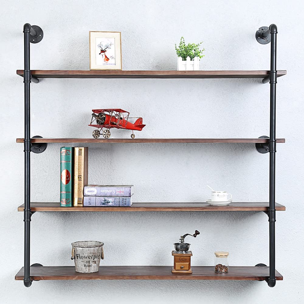 Industrial Pipe Shelves With Wood Planks,Rustic Pipe Shelving Wall Shelf