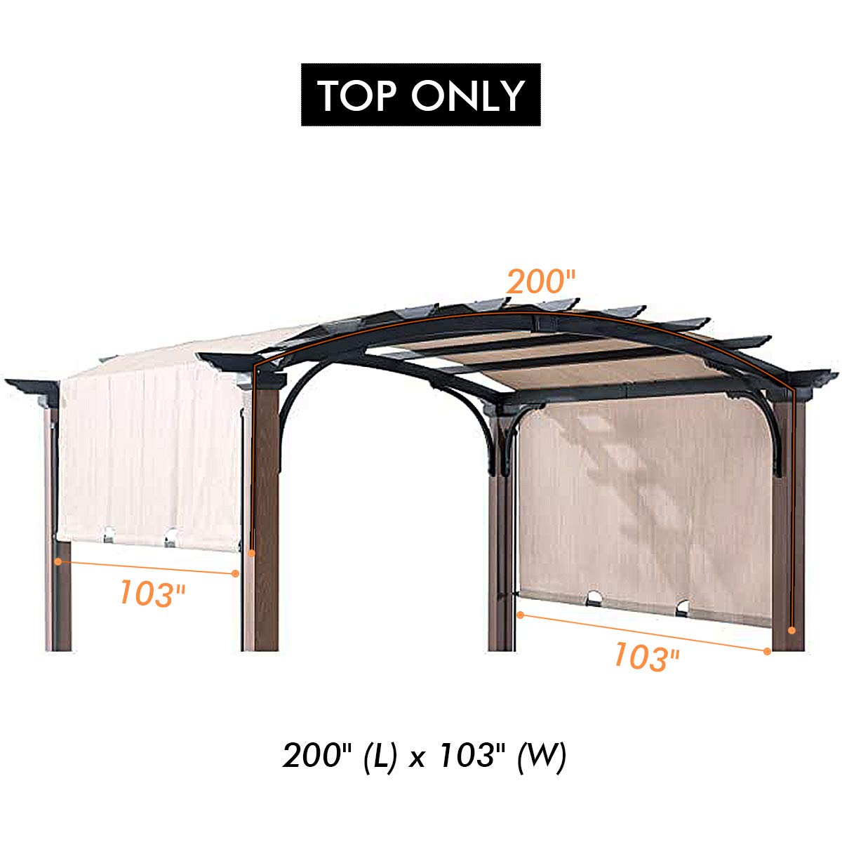 Ontheway Replacement Sling Canopy for for A+R Freestanding Pergola Sold at Lowe's,10x10ft #L-PG152PST-B (Size: 200" (L) x 103" (W)) Beige