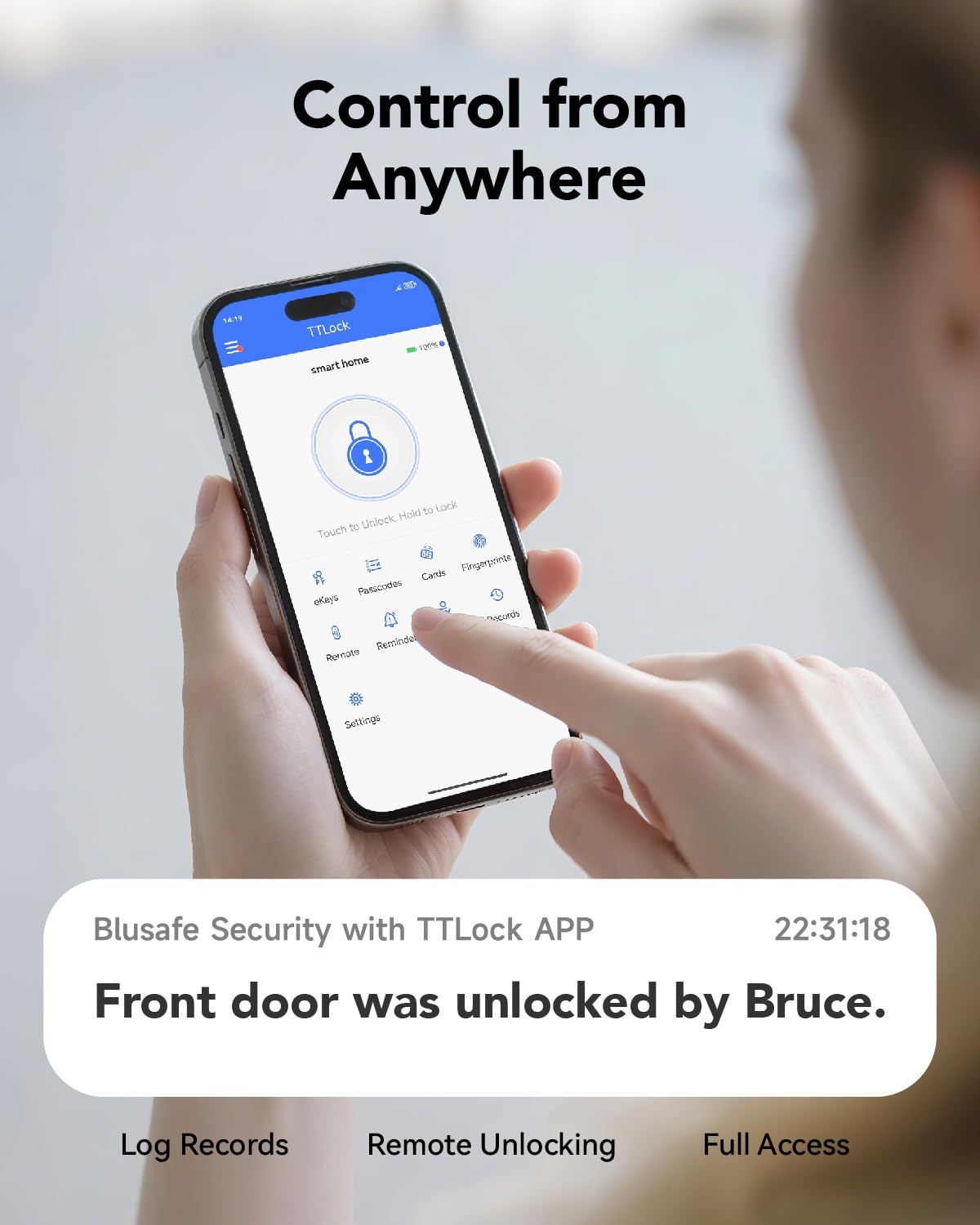 Smart Door Lock, Fingerprint Door Lock with Keypad & App Control, Keyless Entry Door Lock, Auto Lock, Anti-Peep Password, Easy Installation for Front Door Home