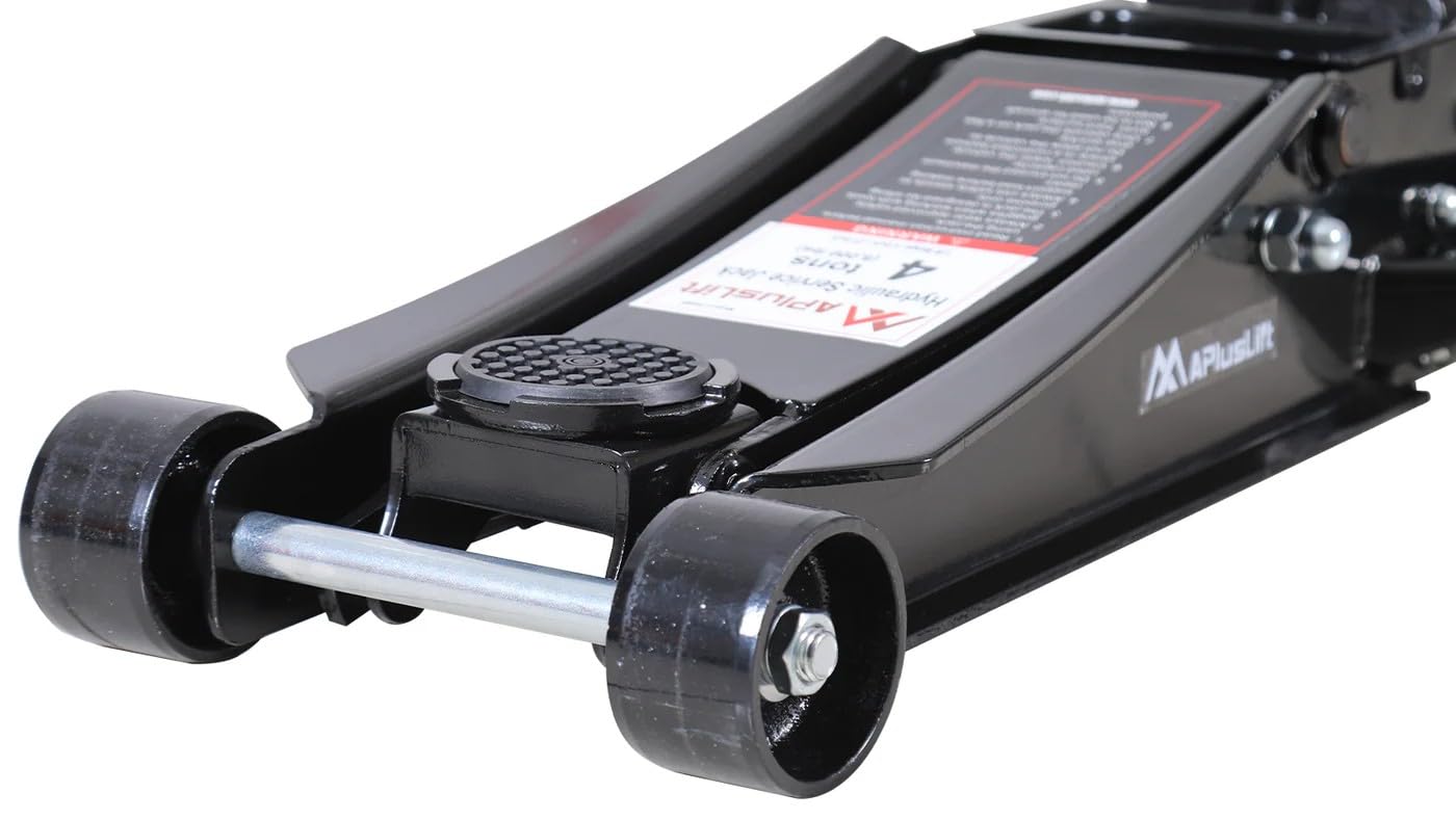 APlusLift FE400B 4 Ton Lower Profile Steel Racing Floor Jack with Dual Pistons Quick Lift Pump for Sport Utility Vehicle, Lifting Range 3-15/16"-21", Black…