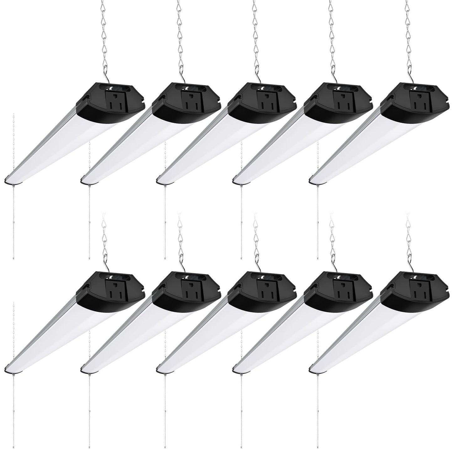 Barrina BS84 LED Shop Lights, 84W, 10000LM, 6500K, 4FT, Aluminum, 10 Packs, Pull Chain, ETL Certified
