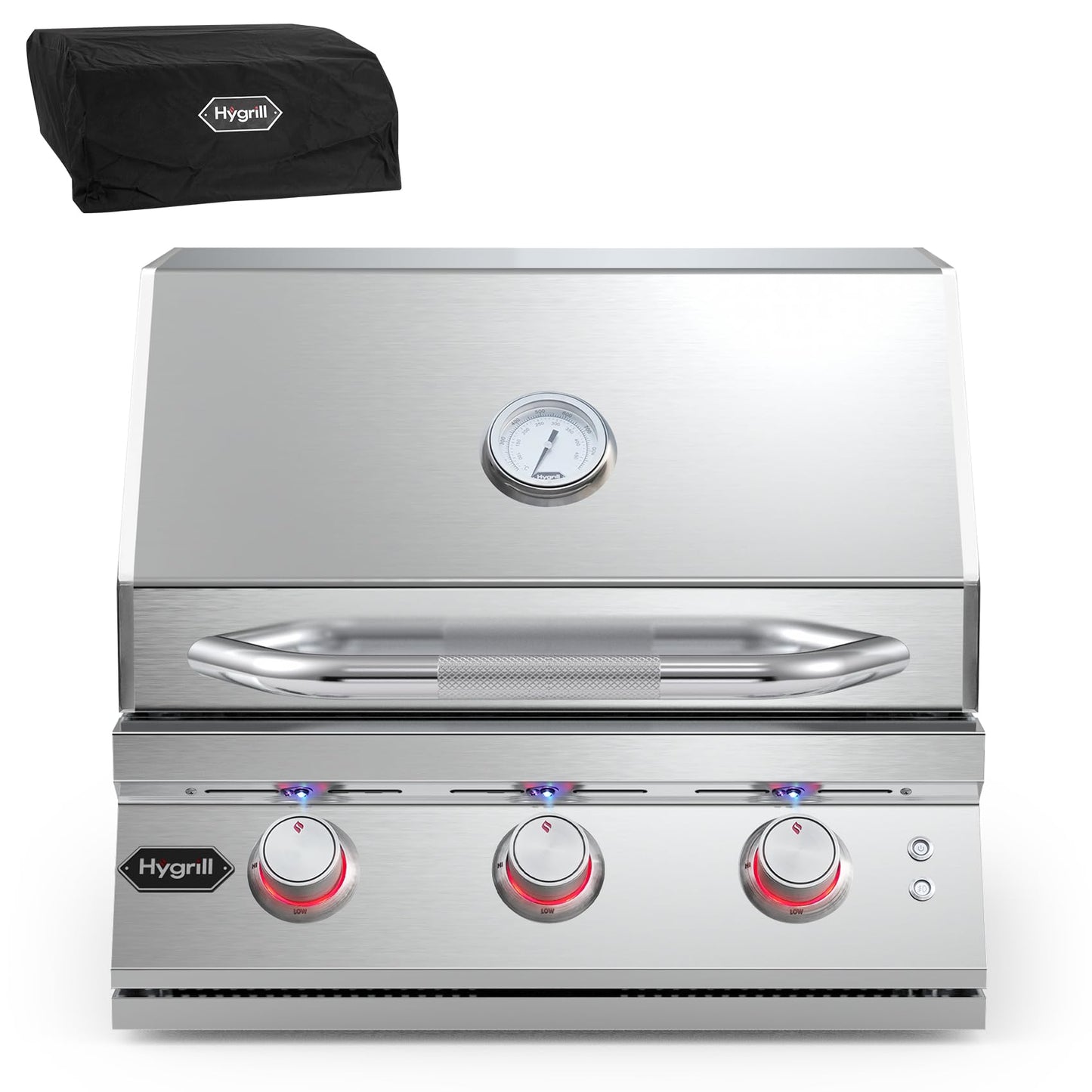Hygrill Premium XTR 3-Burner Built In Grill, Stainless Steel Grill Head for Outdoor Kitchen and BBQ Grill Island, Heavy Duty Natural Gas Grill