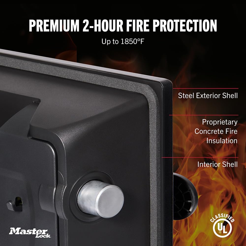 Master Lock Black Steel Fireproof and Waterproof Safe with Digital Keypad, 2.0 cu-ft, STW205GYC