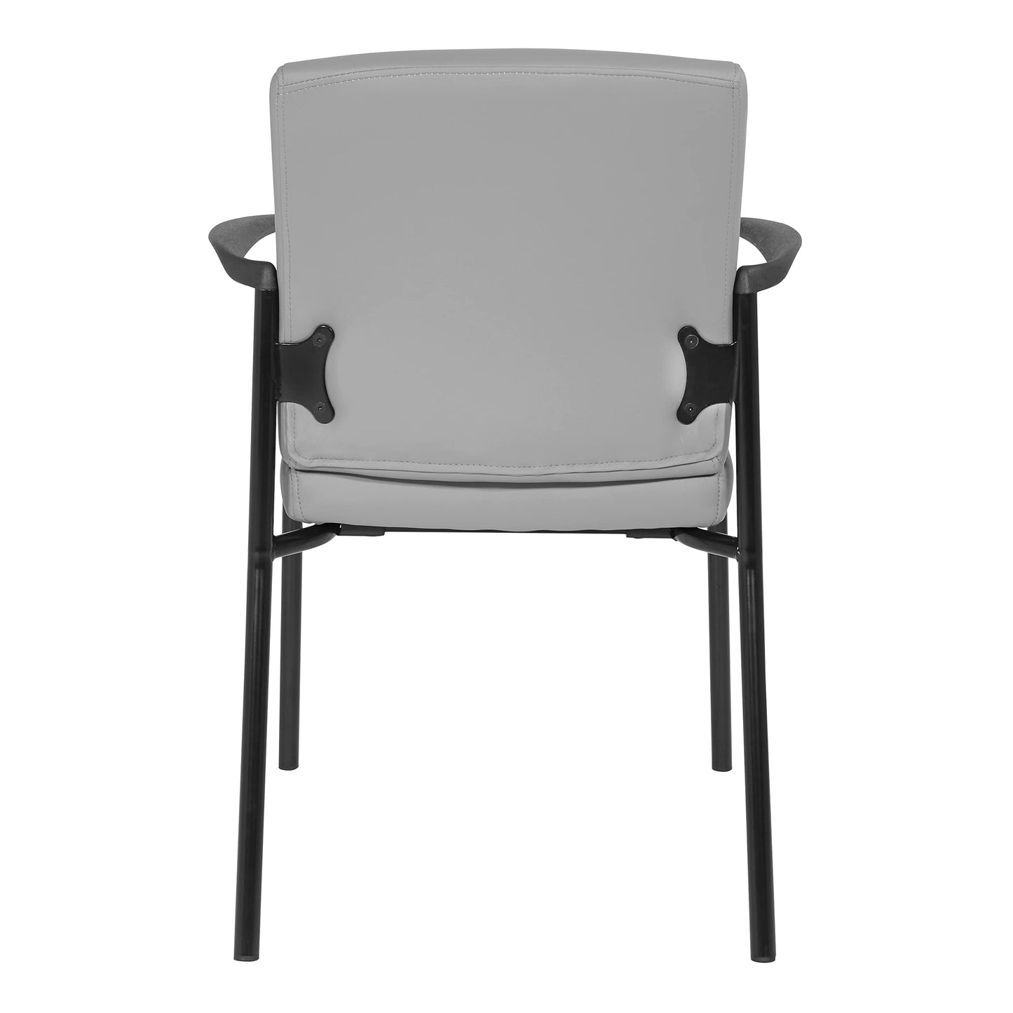 Office Star FL Series Faux Leather Padded Guest Chair with Built-in Lumbar Support, Charcoal Grey with Black Frame