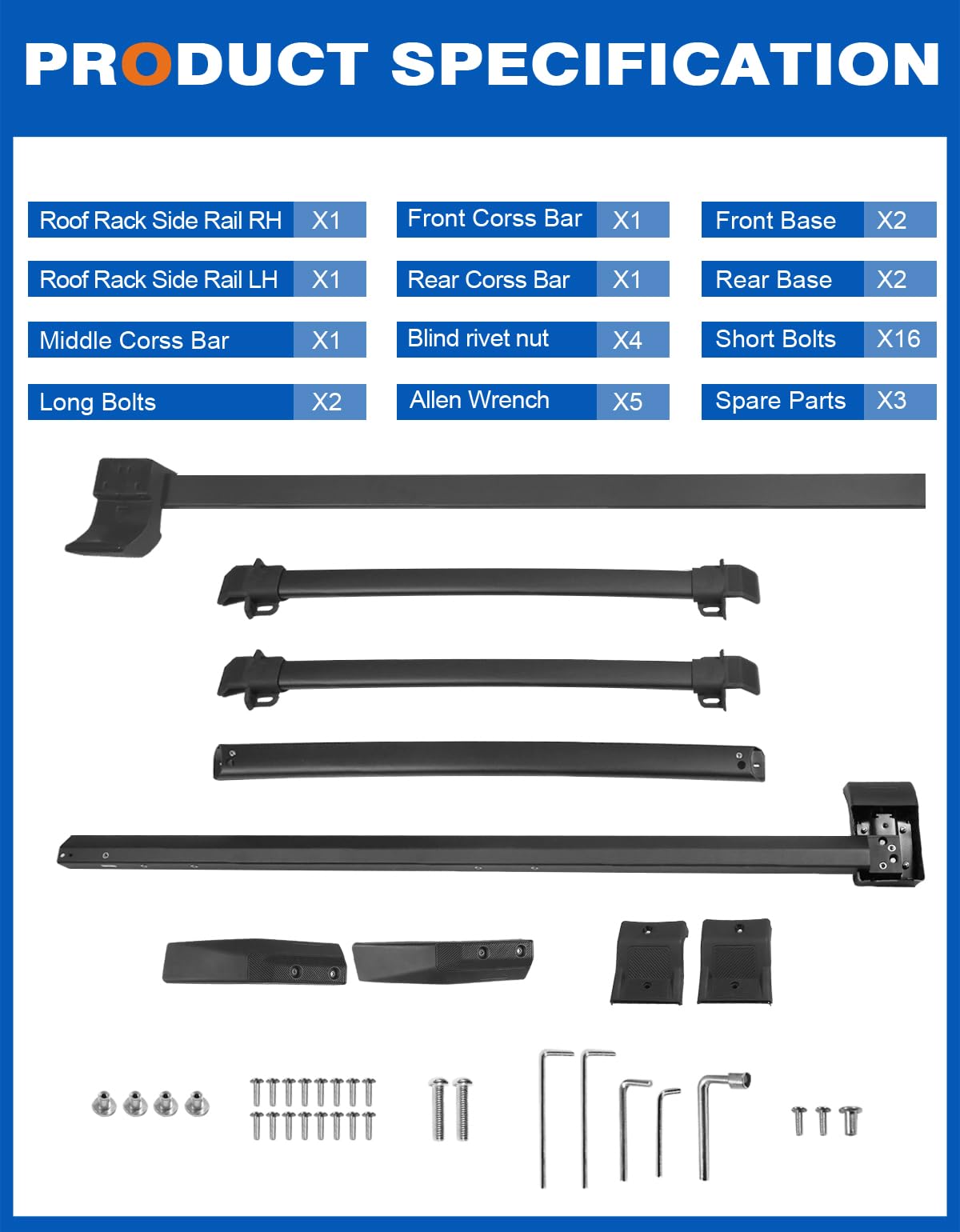 Wonderdriver 330lbs Roof Rack Cross Bars 5PCS - Fit for Ford Bronco 2021 2022 2023 2024 2025 2026, Hard TOP 2Door & 4Door (Not for Bronco Sport),Aluminum Crossbars Rooftop Cargo Luggage Carrier