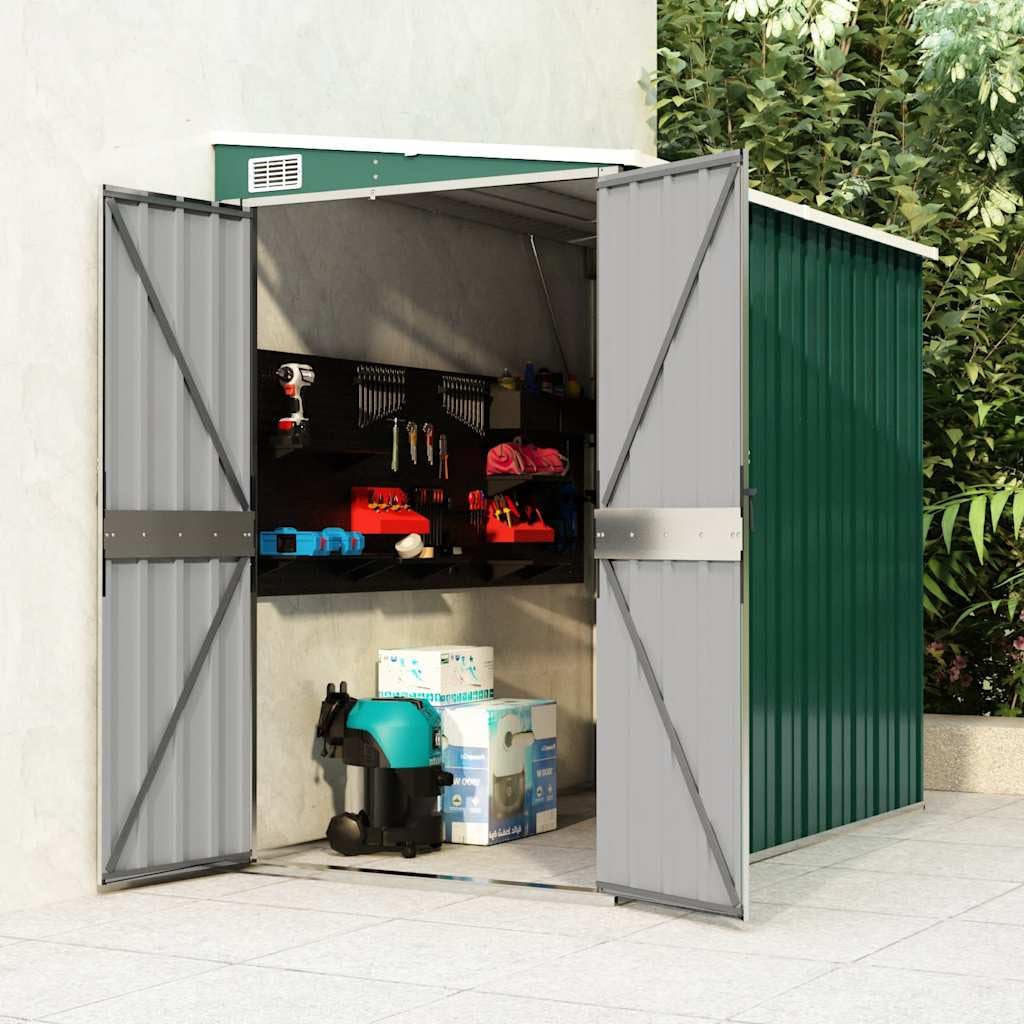 Outdoor Garden Shed 46.5 x 76.4 x 70.1 Inch, Metal Storage House for Backyard Tools, Lawn Equipment, Galvanized Steel Shed with Sloping Roof, Green