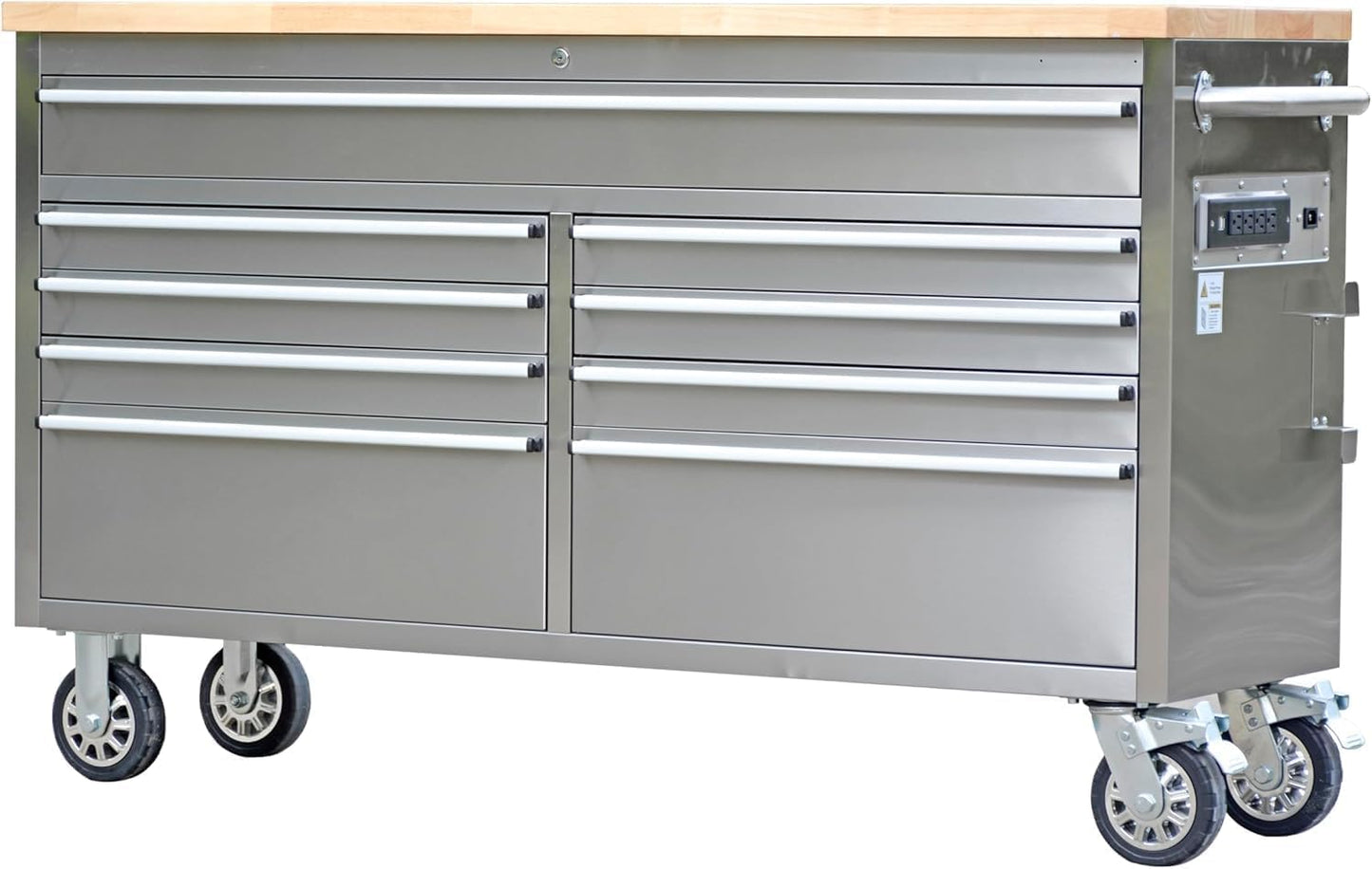 MERXENG 61 in Tool Chest, Tool Box Mobile 9 Drawers Storage Rolling Cabinet with Wheels Lock Key Locking System Drawer Liners for Garage Warehouse Repair Shop