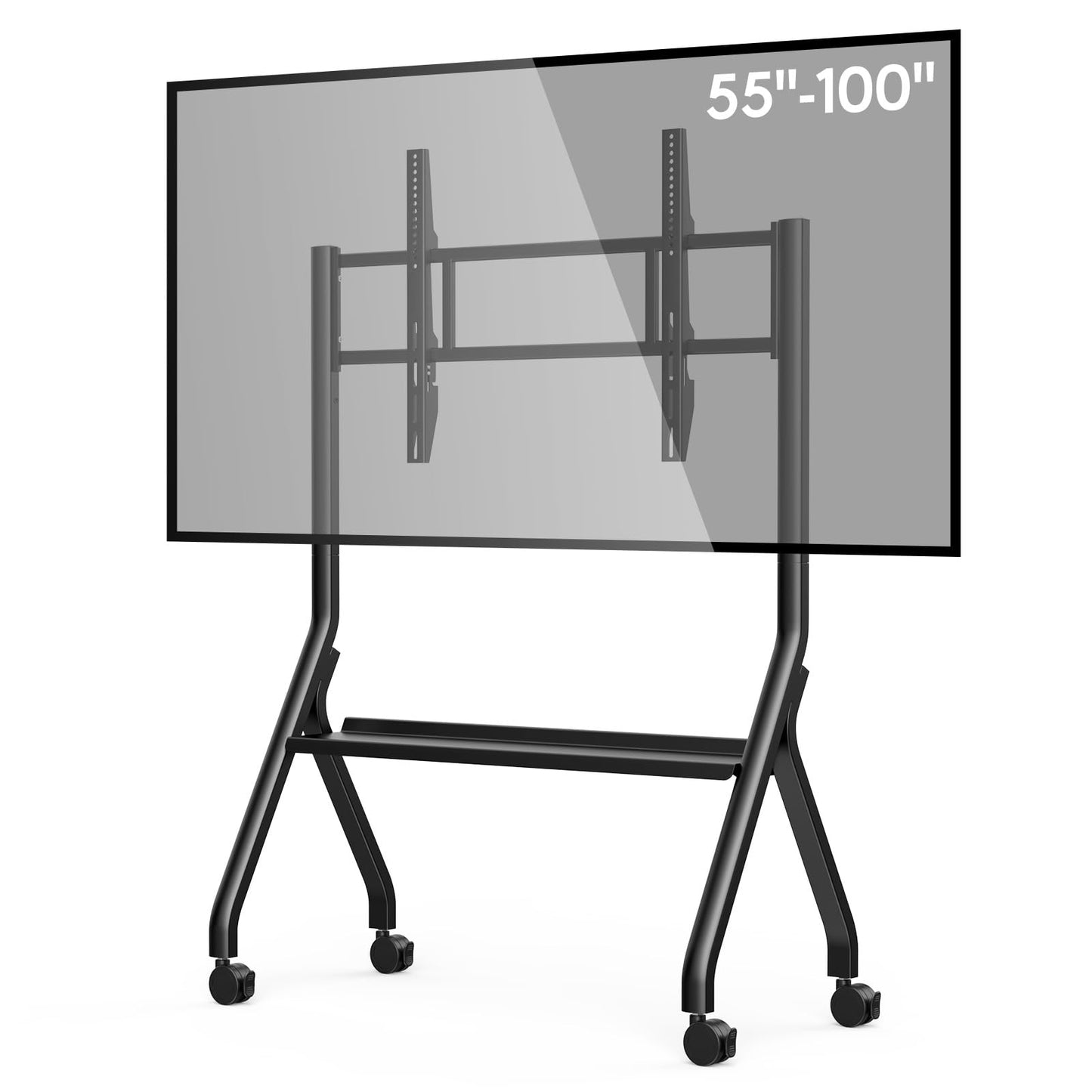 Smart Board Stand for 55-100 Inch Interactive Whiteboard, Height Adjustable Mobile Stand with 4 Lockable Rolling Wheels for Smartboard