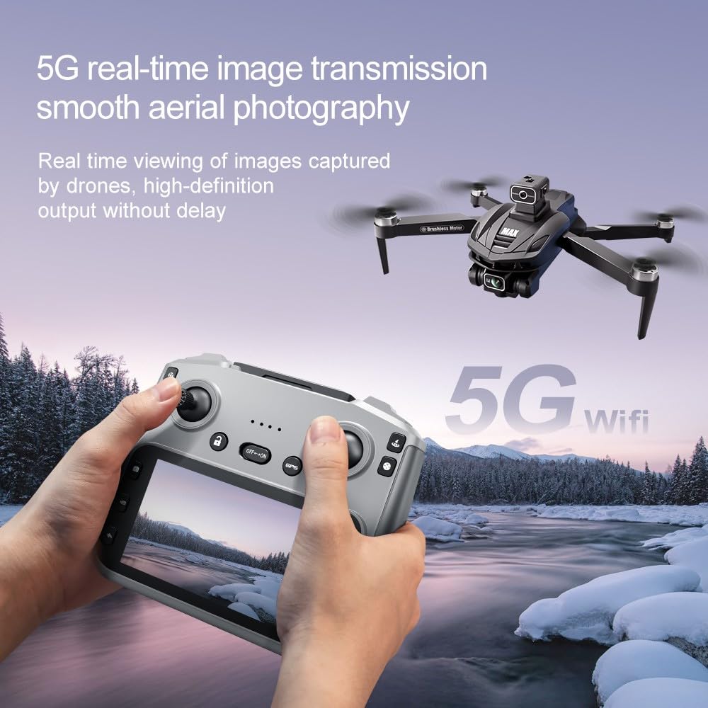 CVCBSER Drone for Adults with 1080P Camera, 4.5" LCD 8K HD Screen Control, GPS Auto Return Four Way Obstacle Avoidance Drones Quadcopter, 5000ft Video Transmission, 44Mins Flight Time
