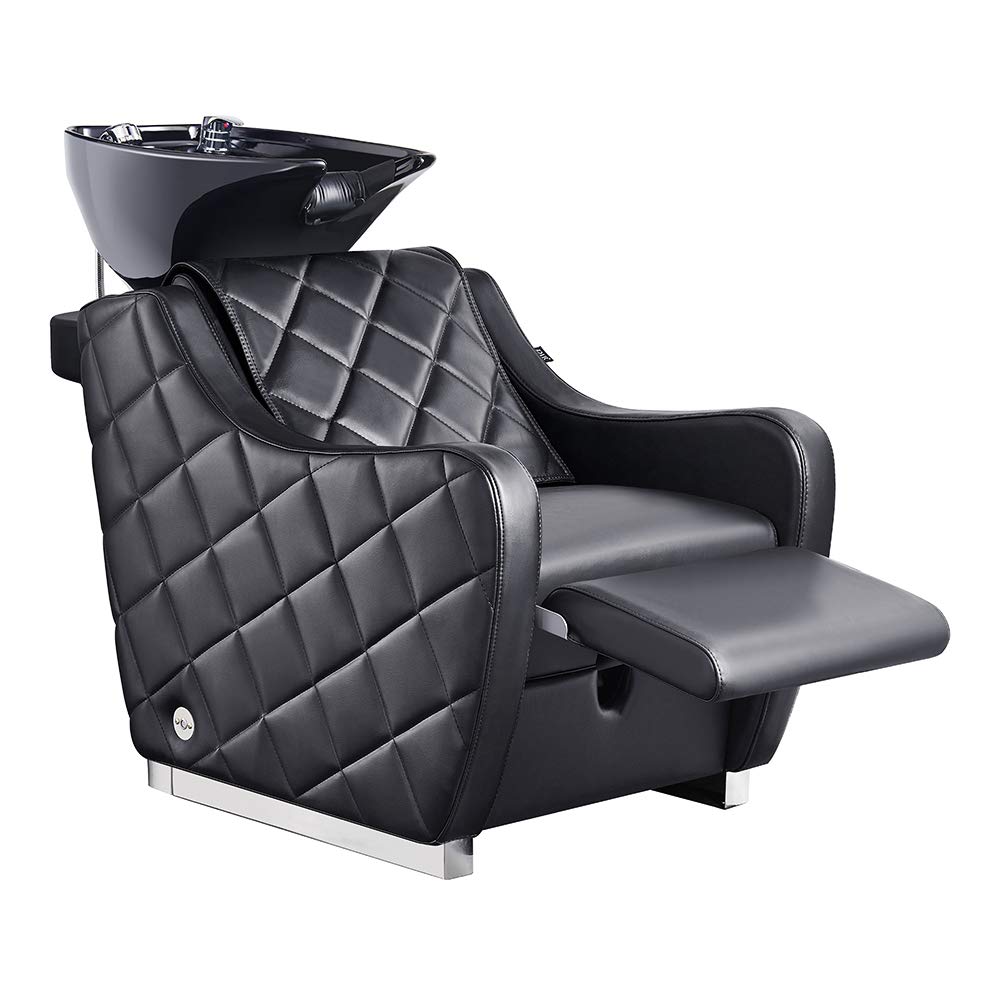 Shampoo Backwash Unit Massage and Electrical Leg-Rest Salon Shampoo Station Minervah in Black