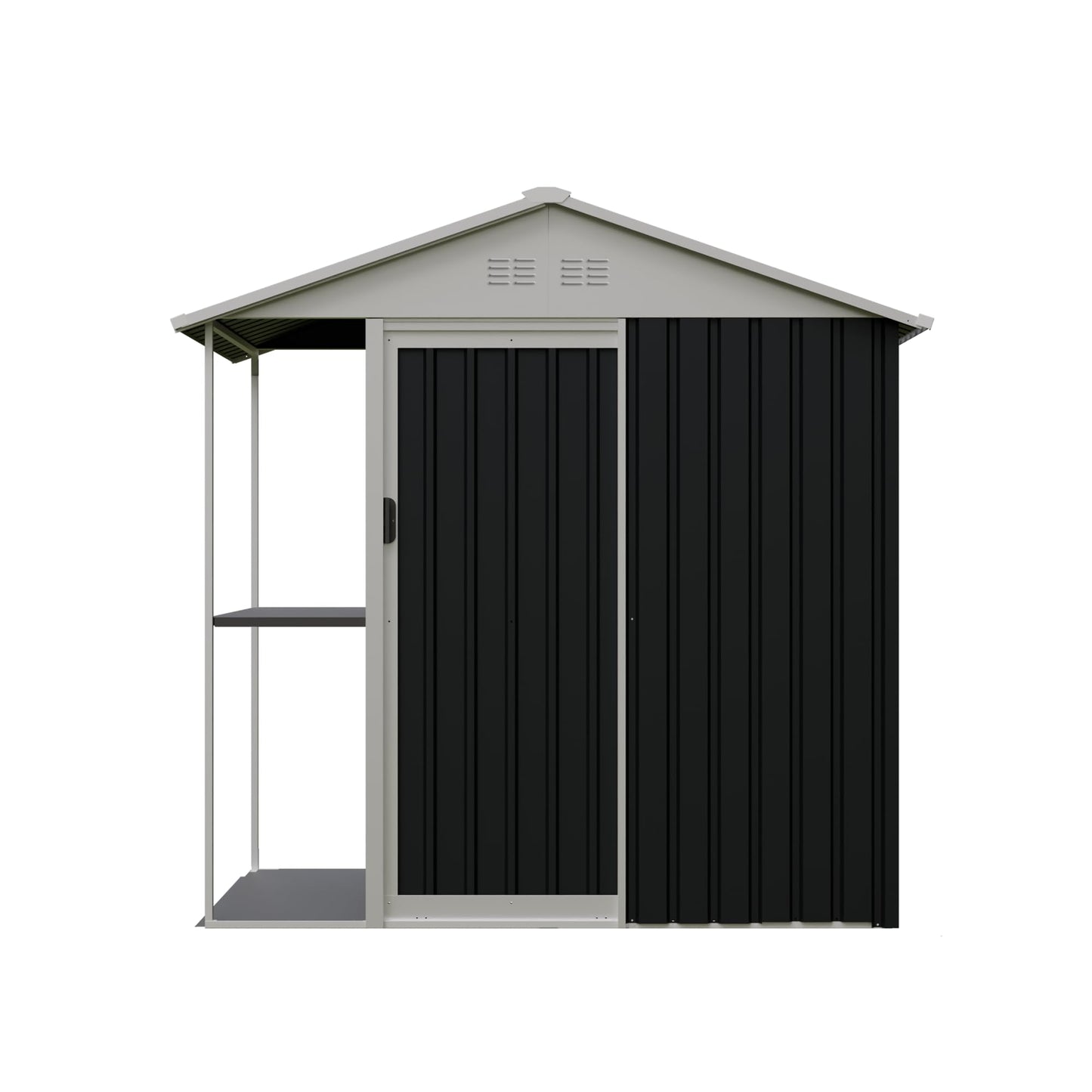 KEIKI 6x4 FT Outdoor Storage Shed with Rack, Metal Garden Shed with Storage Shelves, Bike Storage Tool Cabinet Box for Lawn, Backyard, Patio