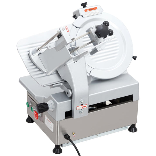 12 Inch Automatic Meat Slicer, Electric Food Slicer with 180W+370W Dual Motor, 0-16mm Adjustable Thickness, Stainless Steel Blade, Commercial Meat Slicer for Home Kitchen
