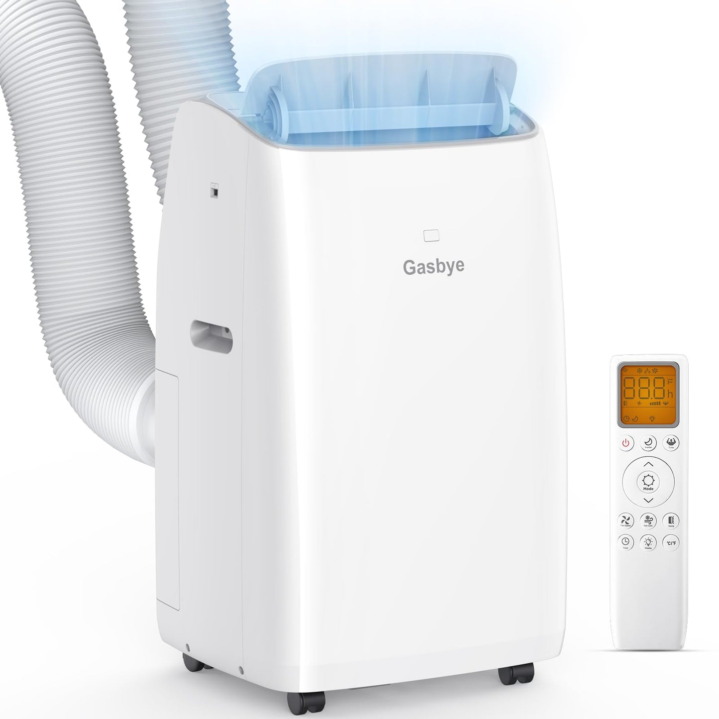 Gasbye Dual Hose Portable Air Conditioner, [2026 Upgraded] Full DC Inverter Compressor, Energy-Saving 13.0 CEER, Low Noise (45dB), Cools Room up to 550 Sq.Ft., Backlit Remote Control, 15,000BTU, White