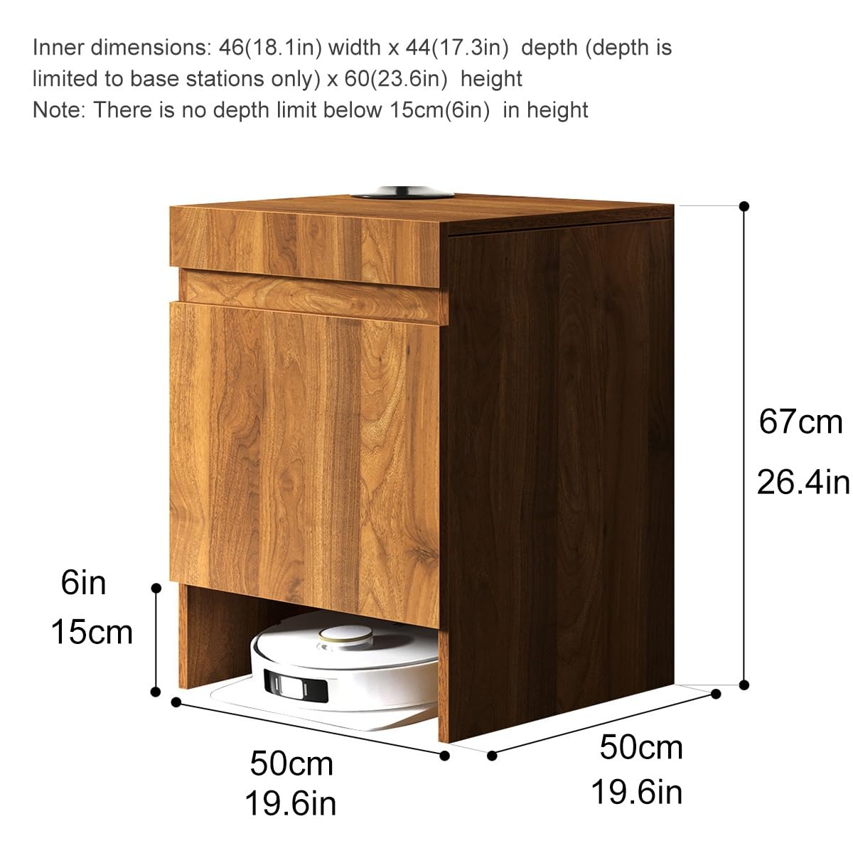 Nordivo Robot Vacuum Stand Cabinet,Storage Cabinet with Doors for Robot Vacuum Cleaner,End Side Table for Home Office,Wood Freestanding Rack for Living Room Home Office Kitchen(White)