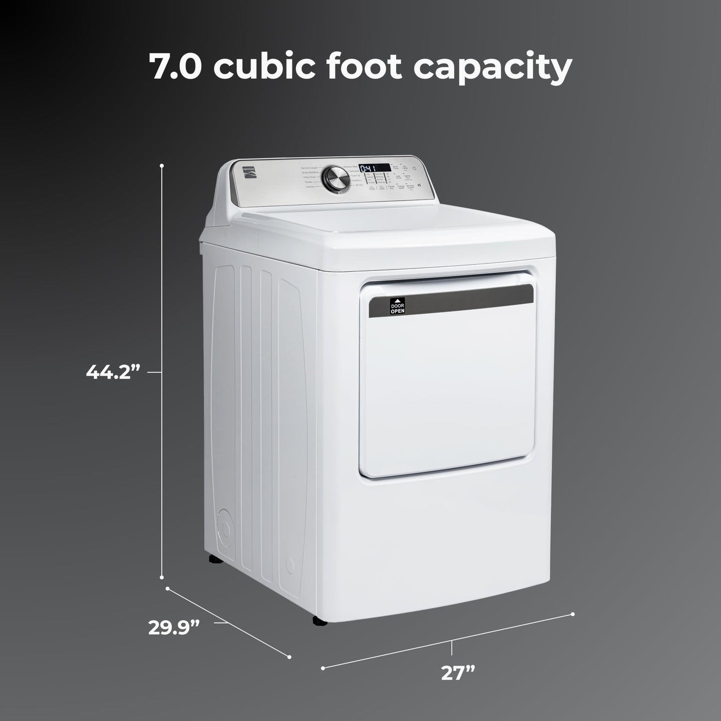 Kenmore 7.0 cu. ft. Front Load Electric Dryer - with Guard to Reduce Wrinkles & Static - Smart Sensor Drying - LED - White