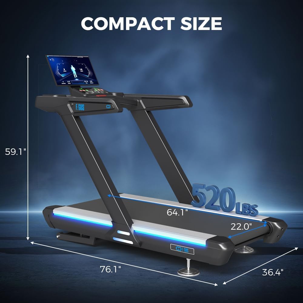 Premium Motorized Treadmill with Screen Projection, 15% Auto Incline Run Mill with 3.0HP Powerful Motor, 22" Wide Deck, Shock Absorption, Quiet Walking Pad Treadmill for Home Gym
