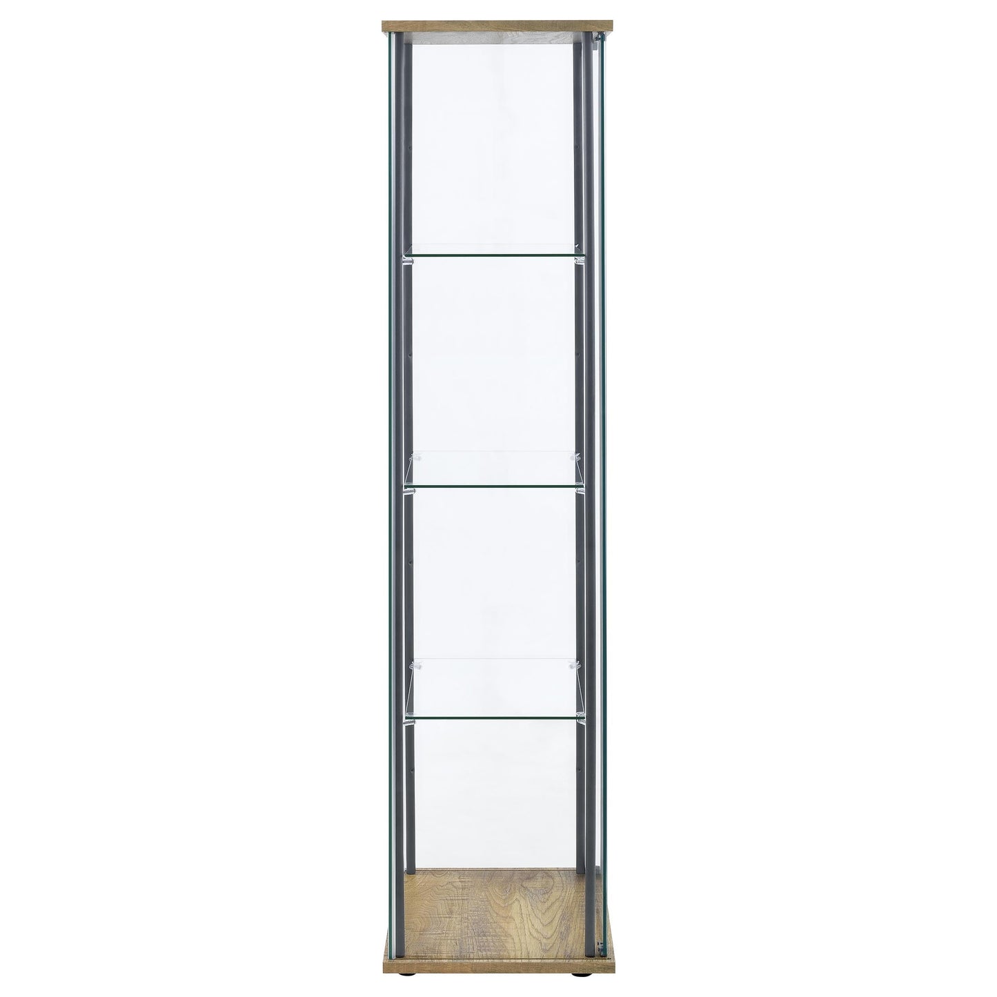 Coaster Home Furnishings - Bellatrix - Glass - 3-Shelf Curio Cabinet with Metal Frame, One Door, and Black Hardware - Living Room - 64-Inch - Mango - 950172MGO