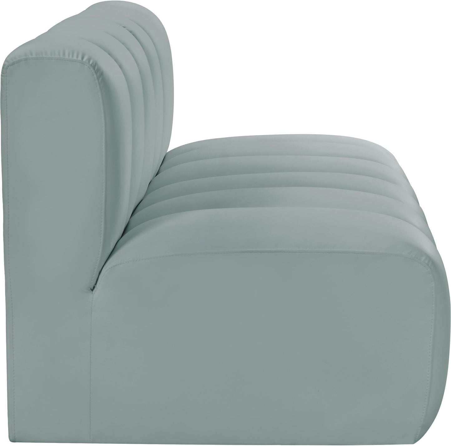 Meridian Furniture 101Mint-S2A Arc Collection Modern | Contemporary Modular Sofa with Soft Mint Green Vegan Leather, Deep Channel Tufting, Modular, 60" W x 31" D x 30" H, Mint