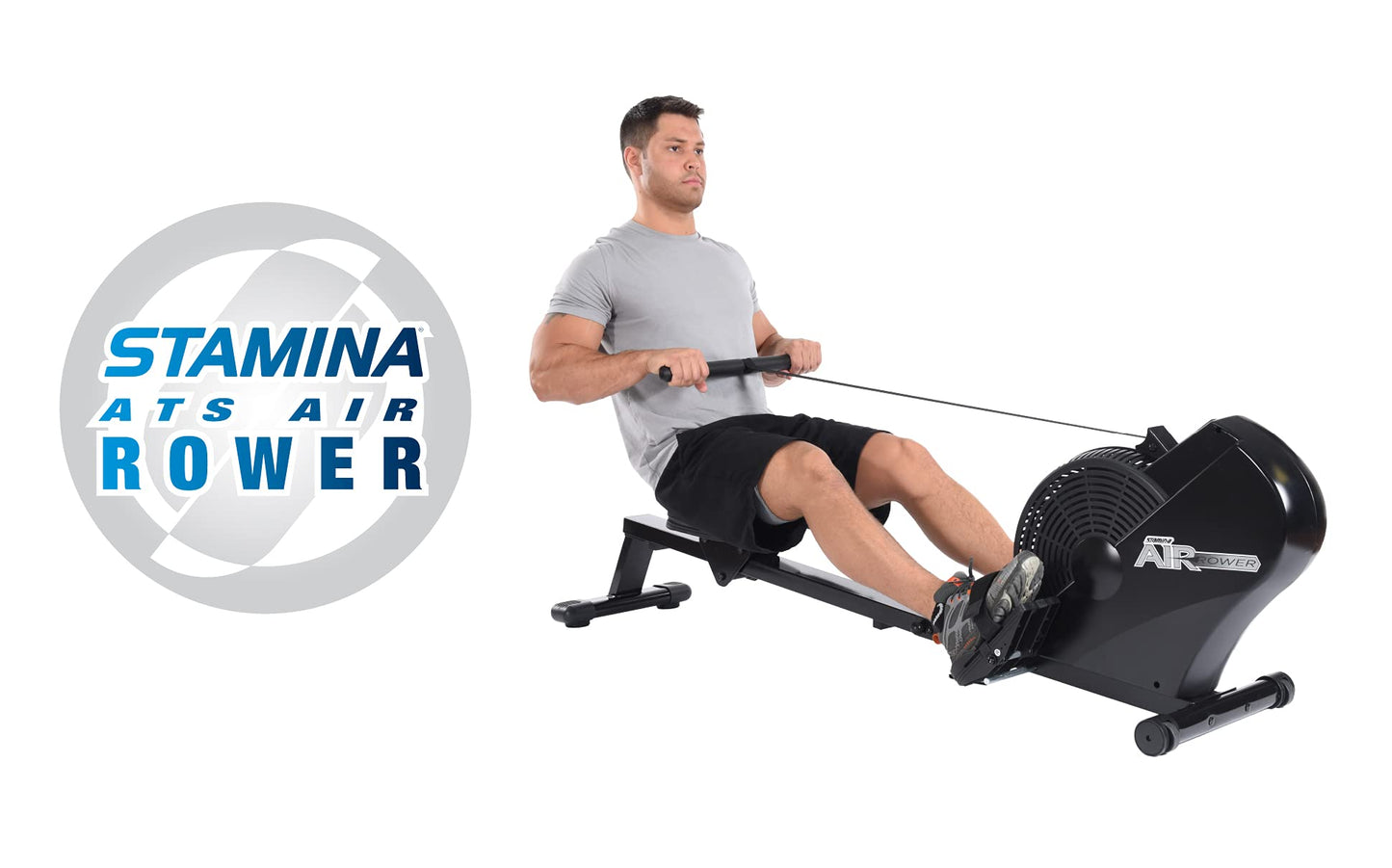 Stamina ATS Air Rower Machine with Smart Workout App - Foldable Rowing Machine with Dynamic Air Resistance for Home Gym Fitness - Up to 250 lbs Weight Capacity