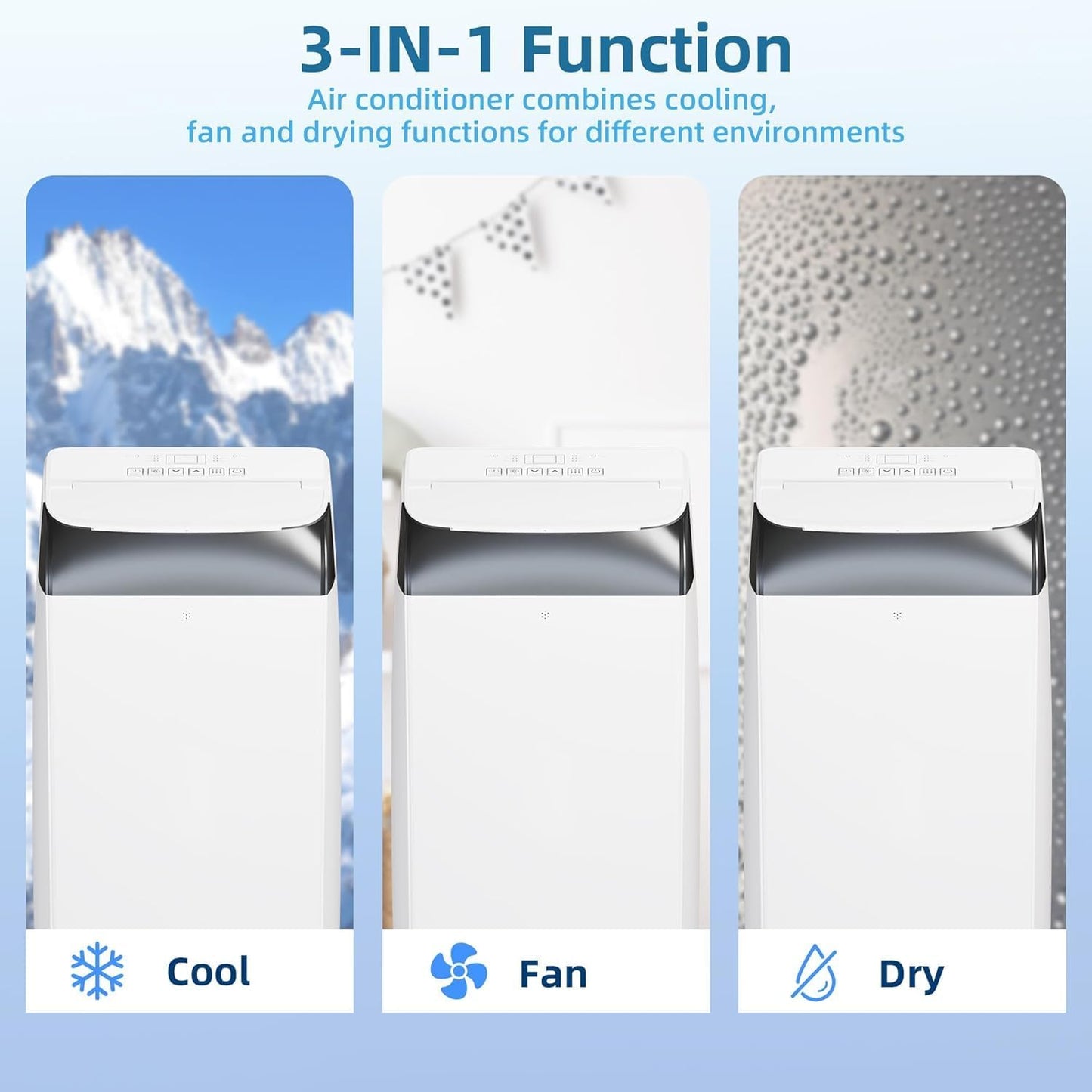 14,000 BTU Portable Air Conditioner With Dehumidifier & Fan, Cools Up to 750 Sq.Ft. Room Air Conditioner, Remote Control, Installation Kits, Auto Swing, Quiet Portable AC Units for Rooms, White Top