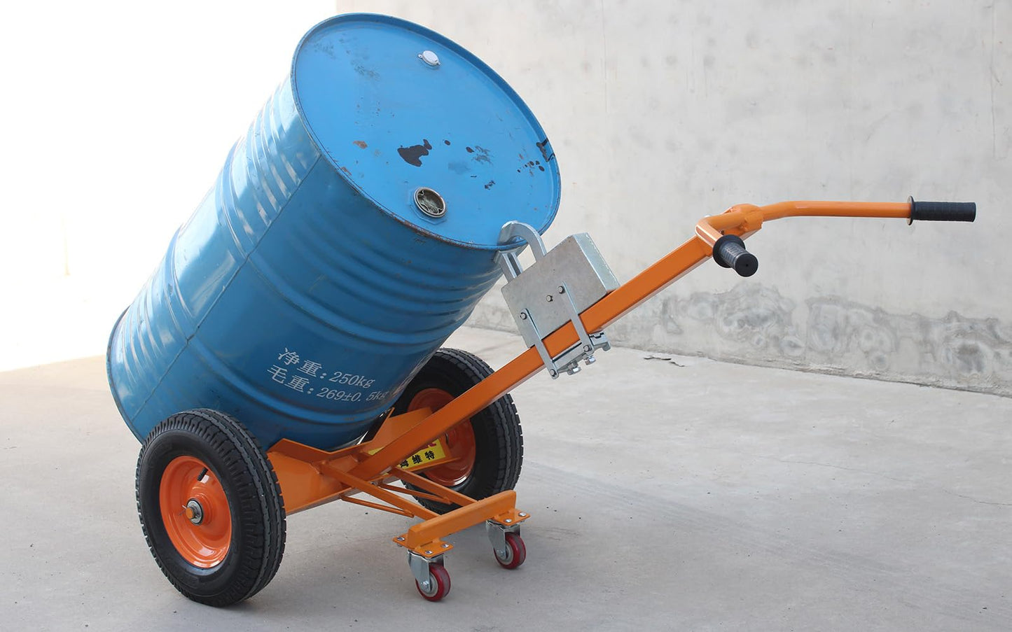 Drum Truck, 55 Gallon Drum Dolly, Heavy Duty Drum Cart with 16" Pneumatic Wheels, 1000 lb Capacity Barrel Handler for Oil Drums, Warehouse, Garage, Shop & Outdoor Use