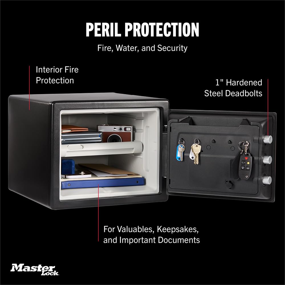Master Lock Black Premium Fireproof and Waterproof Safe with Digital Keypad, 0.82 cu-ft, STW082GTC
