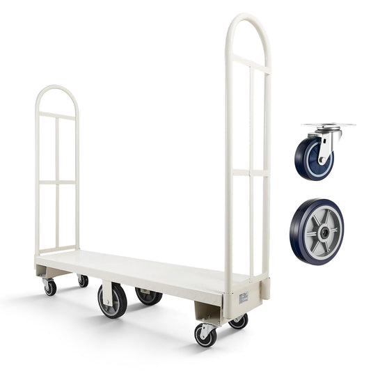 VEVOR 2000LBS Heavy-Duty U-Boat Cart, Platform Truck Dolly with 6 Wheels & Dual Detachable Handles, Heavy Duty Steel Utility Cart for Warehouse/Manufacturing Plant/Logistics Center/Job Site