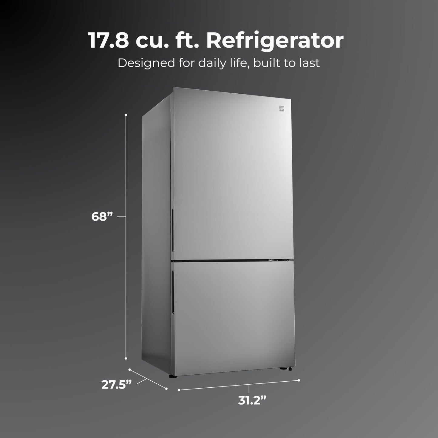 Kenmore 31" Bottom Freezer Refrigerator, Counter Depth - Ice Maker, Adjustable Shelving, Crisper Drawers, ENERGY STAR Certified, 17.8 cu. ft. Capacity, Fingerprint Resistant Stainless Steel