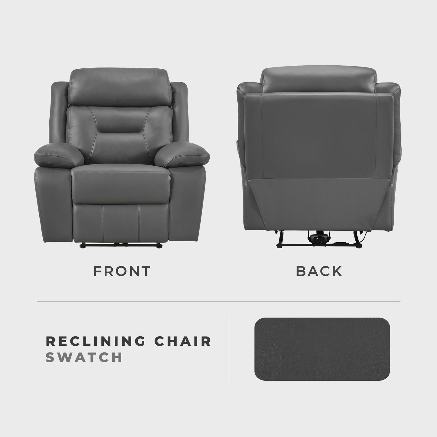 Lexicon Power Recliner Chair for Living Room, Top Grain Leather Match Recliner with Pillow Top Armrests, Home Theater Seating, Wall Hugger Recliners with USB Port, 40" W, Dark Gray