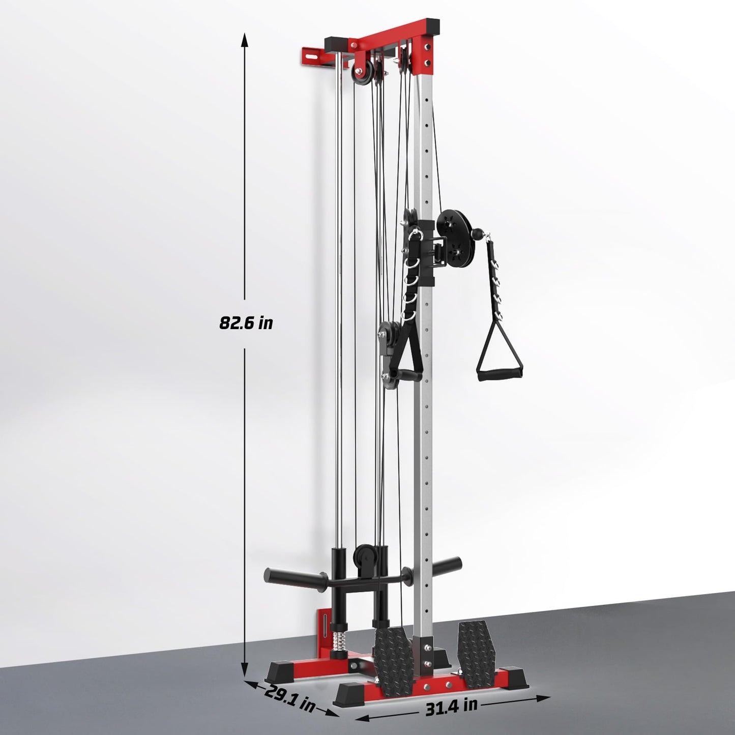 Garvee Wall-Mounted LAT Pulldown & Cable Machine – Dual Pulley System – 20 Height Settings – 400 Lbs Capacity – Full-Body Home Gym Trainer – Space-Saving Design