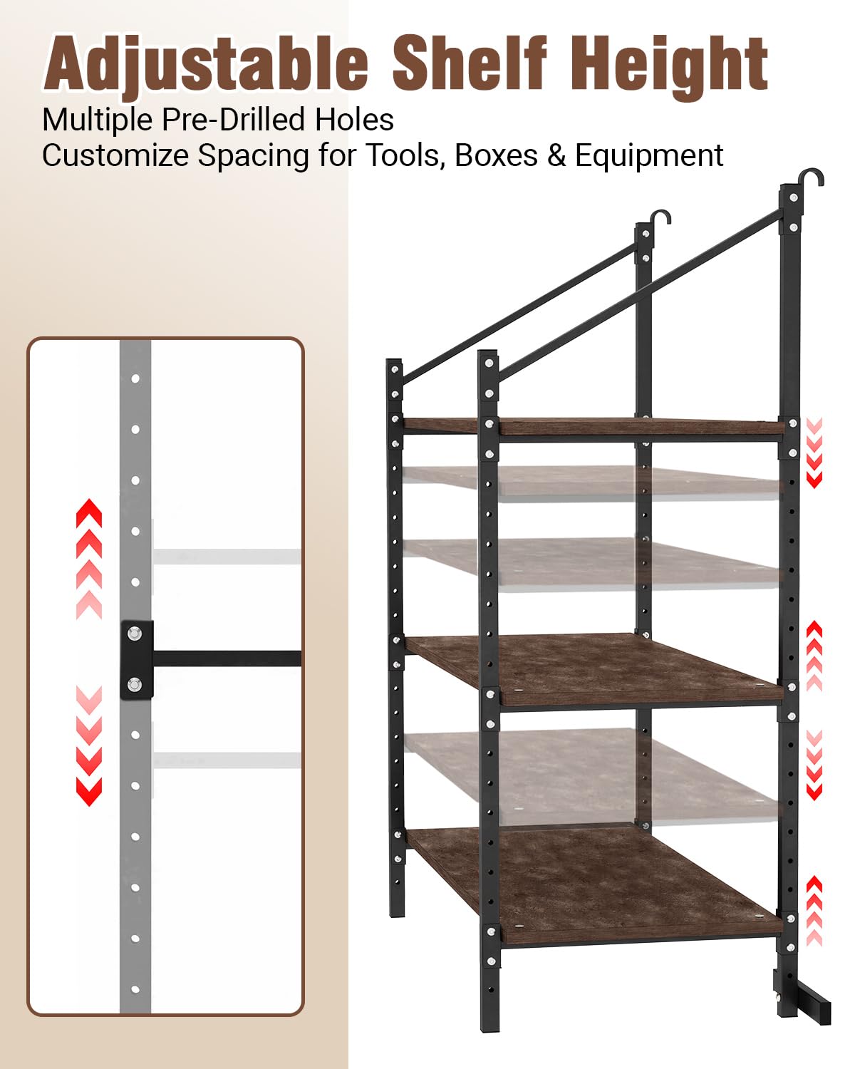 Lupar Heavy Duty Shipping Container Shelving Brackets, 3-Layer Cargo Container Shelves Shelf for DIY Storage System, Steel Rack Support for Tools Equipment Garage Farm Workshop, Sets of 4