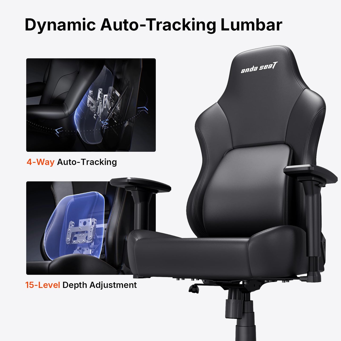 Anda Seat Phantom 4 PVC Leather Gaming Chairs for Adults - Large Wide Seat Gamer Chair with Dynamic Lumbar Support, Comfortable Ergonomic Video Game Seats with Headrest - 2D Armrests, Black