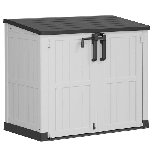 LHBcraft Outdoor Storage Cabinet 36 Cu Ft with Lockable Doors, Portable Horizontal Resin Storage Shed - Easy to Assemble, Waterproof Small Storage Shed with Floor